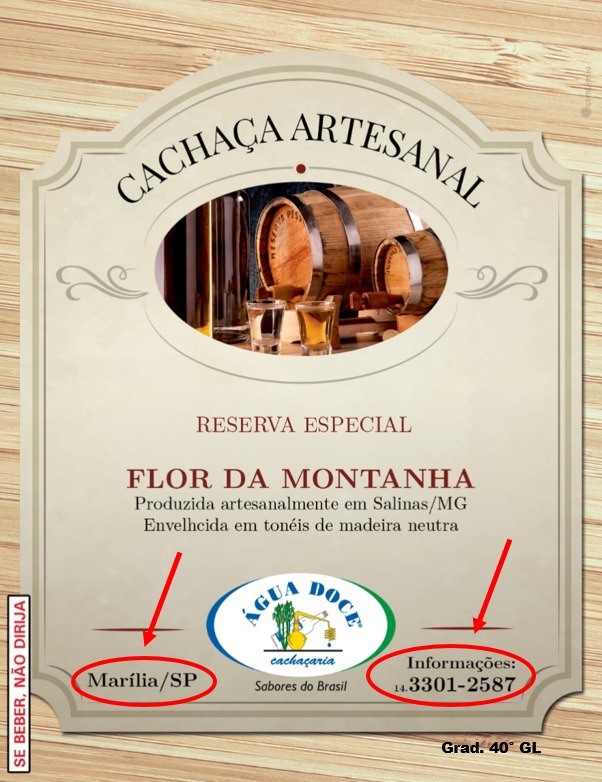 Cachaça Flor da Montanha  (GF 1L PERSONAL...